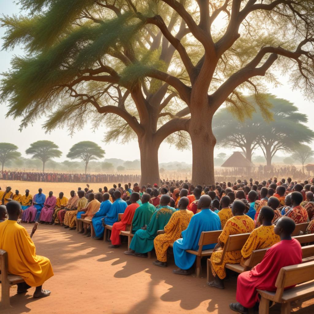 Outdoor African church service under trees
